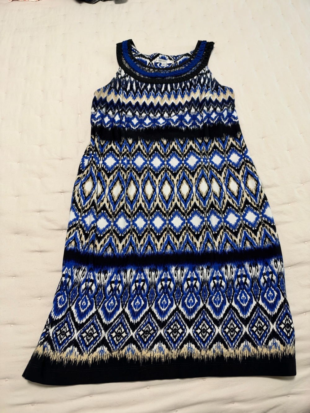 Sandra Darren Blue and Black Patterned dress